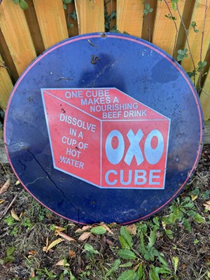Lot 653 - OXO CUBE ENAMEL SIGN 36" DIA