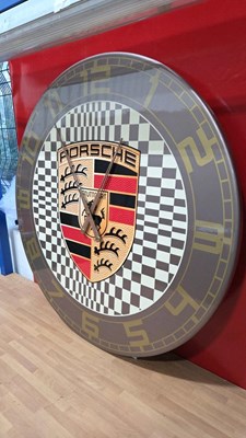 Lot 87 - HANDMADE 32" PORSCHE PASHA CLOCK-AL PROCEEDS TO CHARITY