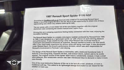 Lot 698 - 1997 RENAULT SPORT SPIDER