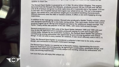 Lot 698 - 1997 RENAULT SPORT SPIDER