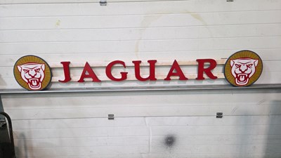 Lot 31 - WOODEN HAND PAINTED JAGUAR SIGN 100" X 15"