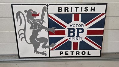 Lot 59 - BP HAND PAINTED MOTOR SPIRIT SIGN ON WOOD 31" X 20"-ALL PROCEEDS TO CHARITY