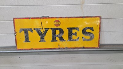 Lot 555 - DUNLOP TYRES ENAMEL REPRODUCTION SIGN 30" X 12"