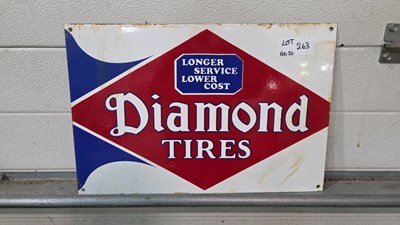 Lot 263 - DIAMOND TYRES ENAMEL REPRODUCTION SIGN 18" X 12"