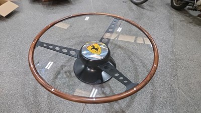 Lot 9 - FERRARI STYLE STEERING WHEEL COFFEE TABLE 47" DIA