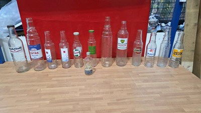 Lot 701 - BOX OF VARIOUS OIL GLASS BOTTLES