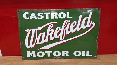 Lot 433 - CASTROL WAKEFIELD MOTOR OIL ENAMEL SIGN 24" X 16"