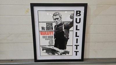 Lot 557 - STEVE Mc QUEEN " BULLIT " FRAMED PICTURE 27" X 31"