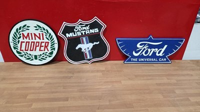 Lot 73 - 3 CAST REPRODUCTION CAR SIGNS