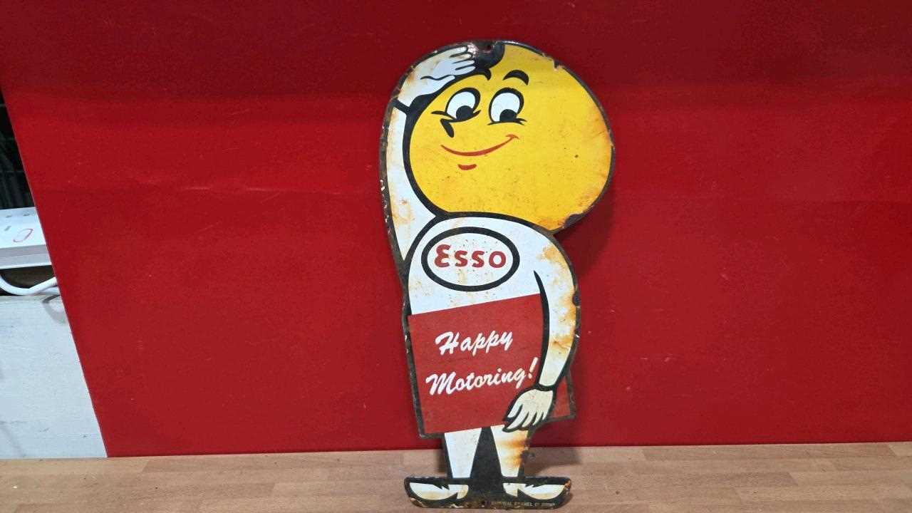 Lot 67 - MR DRIP ESSO HAPPY MOTORING , REPRODUCTION ENAMEL SIGN 20" X 9"