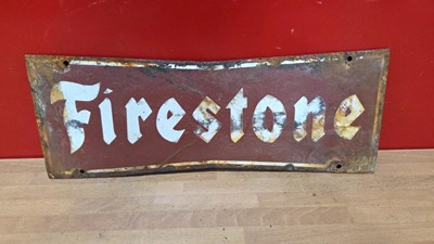 Lot 169 - FIRESTONE REPRODUCTION ENAMEL SIGN 16" X 6"