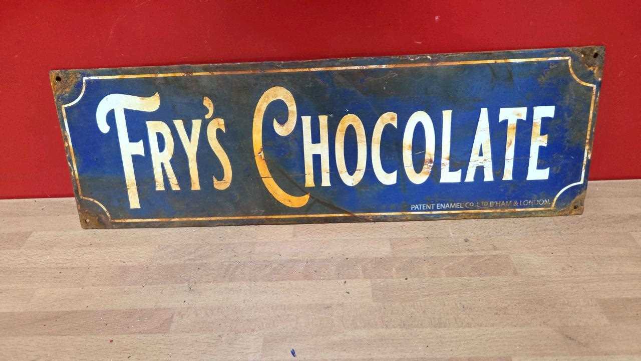 Lot 221 - FRY'S CHOCOLATE REPRODUCTION ENAMEL SIGN 18