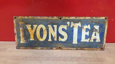 Lot 205 - LYONS TEA REPRODUCTION ENAMEL SIGN 16" X 6"