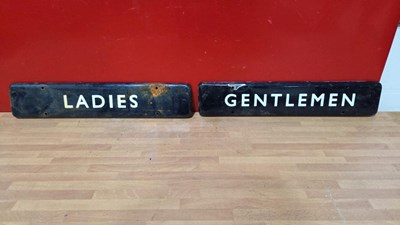 Lot 531 - LADIES & GENTS RAILWAY REPRODUCTION ENAMEL SIGNS 18" X 4"