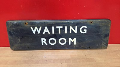 Lot 569 - WAITING ROOM REPRODUCTION ENAMEL SIGN 18" X 6"