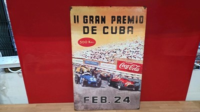Lot 787 - GRAN PREMIO DE CUBA TIN SIGN 24" X 16"