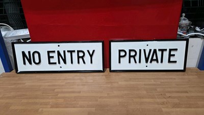 Lot 645 - CAST NO ENTRY & PRIVATE SIGN 26" X 9" & 21" X 9"