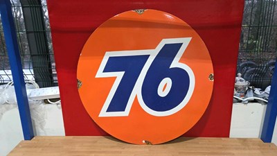 Lot 363 - "76" REPRODUCTION ENAMEL SIGN 30" DIA