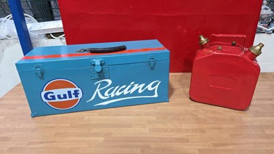 Lot 549 - GULF RACING TOOL BOX & RED OIL CAN