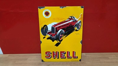 Lot 451 - SHELL REPRODUCTION ENAMEL SIGN 15" X 11"