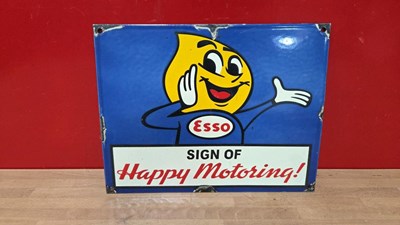 Lot 577 - ESSO HAPPY MOTORING ENAMEL , REPRODUCTION SIGN 13.5" X 10.5"