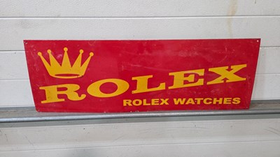 Lot 369 - ROLEX STYLE , WATCHES REPRODUCTION ENAMEL SIGN 36" X 12"