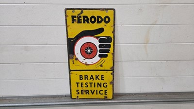 Lot 481 - FERODO BRAKE TESTING REPRODUCTION ENAMEL SIGN 24" X 12"