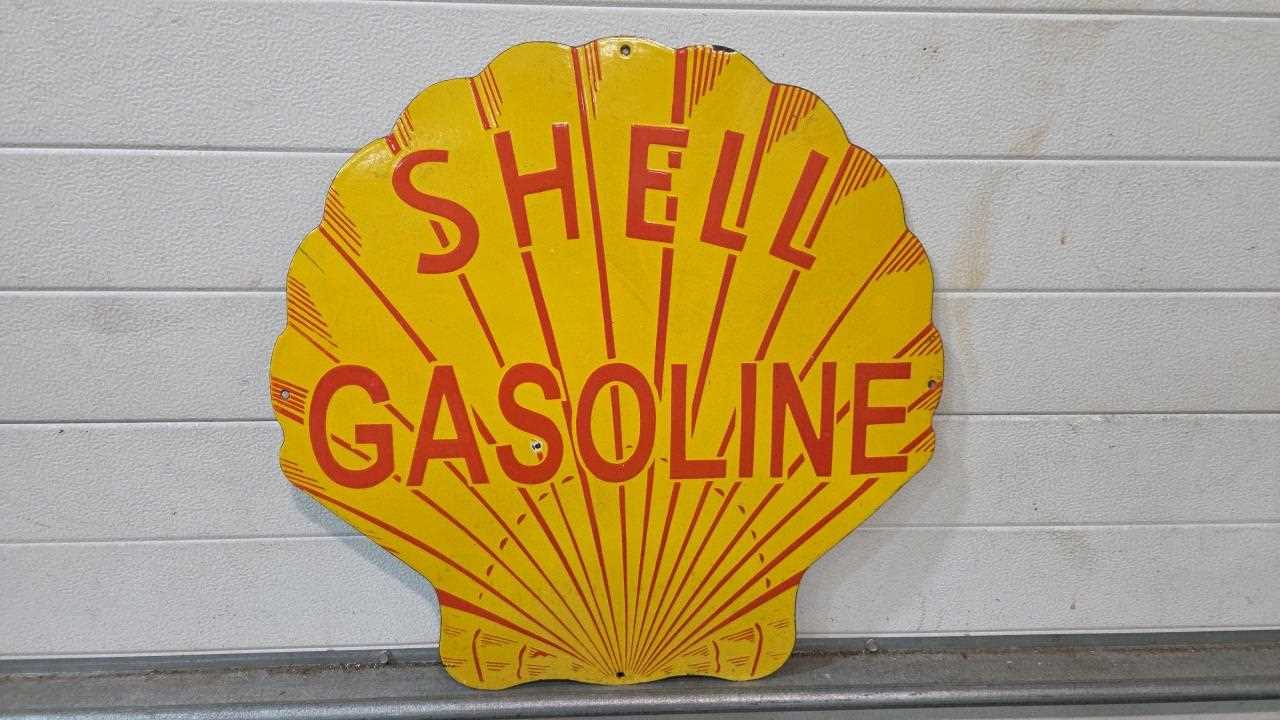 Lot 499 - SHELL GASOLINE REPRODUCTION ENAMEL SIGN 24