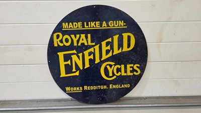 Lot 575 - ROYAL ENFIELD REPRODUCTION SIGN 24" DIA