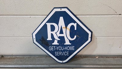 Lot 587 - RAC GET YOU HOME, REPRODUCTION ENAMEL SIGN 12" X 12"