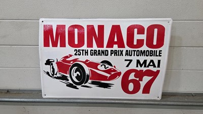 Lot 683 - MONACO GRAND PRIX 1967 PAINTED SIGN 24" X 16"
