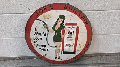 Lot 629 - SINCLAIR DINO GASOLINE REPRODUCTION ENAMEL OIL 12" DIA