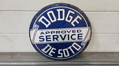 Lot 673 - DODGE APPROVED SERVICE REPRODUCTION,ENAMEL SIGN 12" DIA