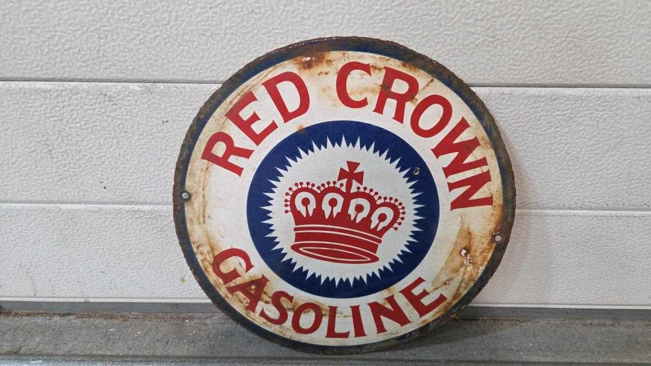 Lot 95 - RED CROWN REPRODUCTION ENAMEL SIGN 12" DIA