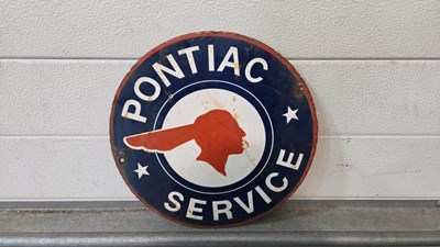 Lot 543 - PONTIAC SERVICE REPRODUCTION ENAMEL SIGN 12" DIA