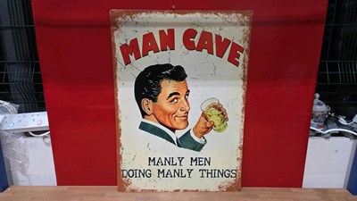 Lot 49 - MAN CAVE TIN REPRODUCTION SIGN 28" X 20"