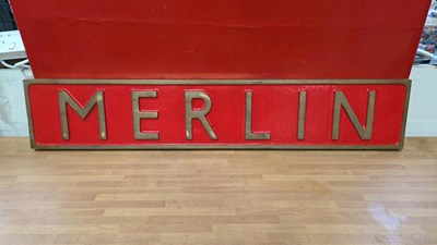 Lot 571 - MERLIN LOCOMOTIVE PLATE 41" X 8"
