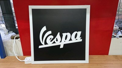 Lot 649 - VESPA LIGHT UP SIGN 23" X 24"