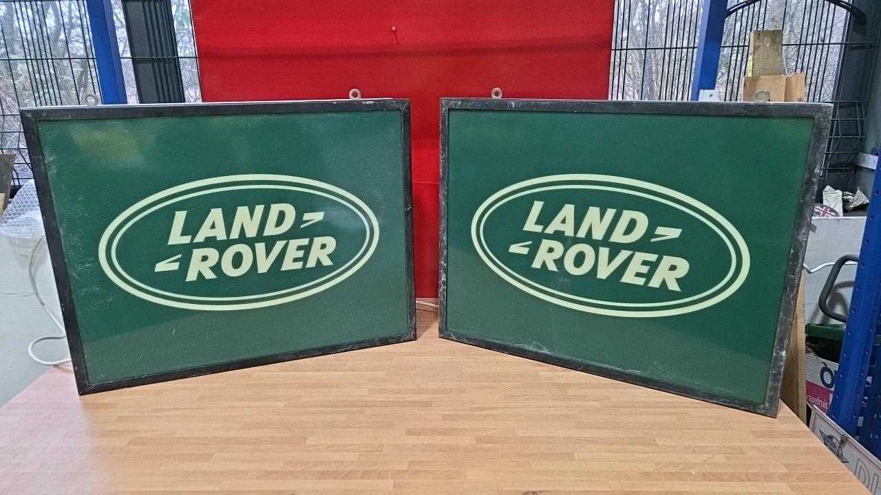 Lot 51 - 2 LAND ROVER LIGHT UP SIGNS 60" X 25"