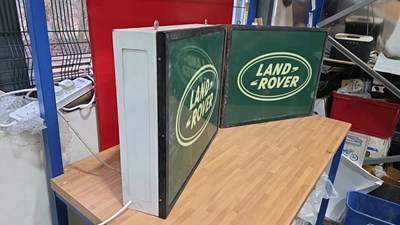 Lot 51 - 2 LAND ROVER LIGHT UP SIGNS 60" X 25"