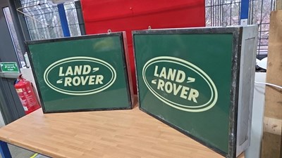 Lot 51 - 2 LAND ROVER LIGHT UP SIGNS 60" X 25"