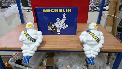Lot 667 - DOUBLE SIDED REPRODUCTION SIGN & 2 MICHELIN MEN