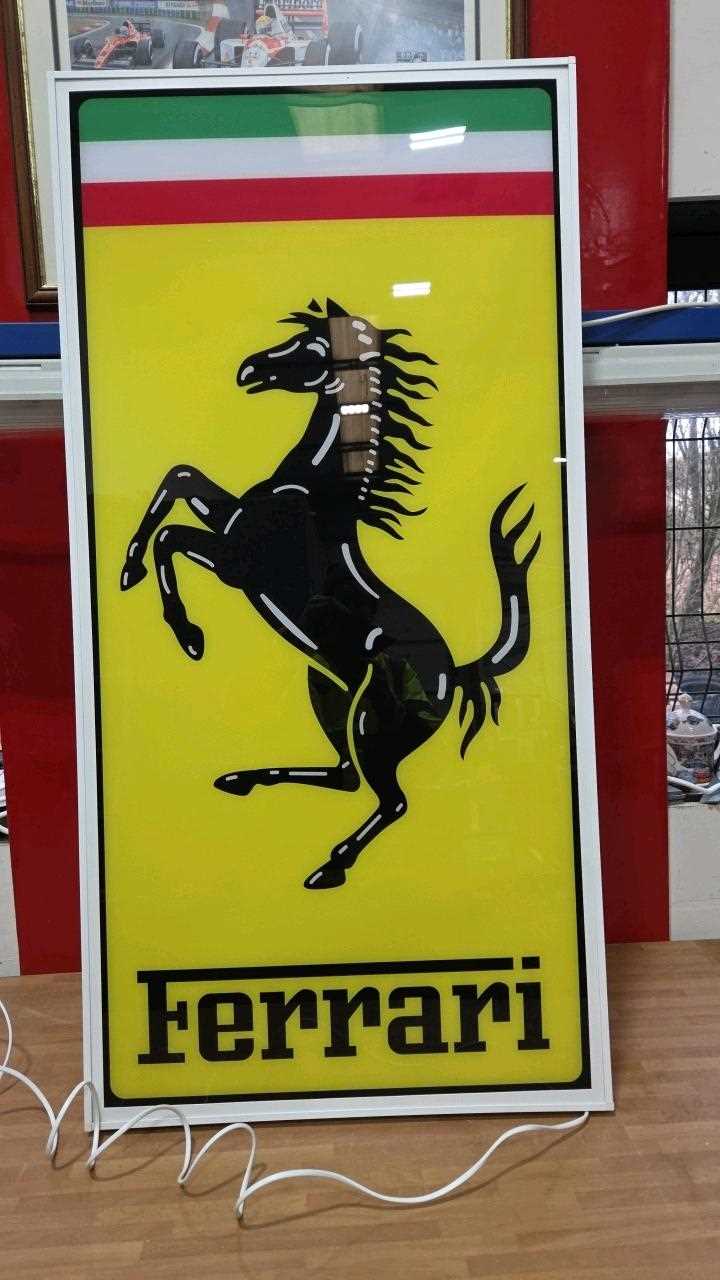 Lot 39 - LARGE ILLUMINATED FERRARI SIGN 47" X 24"