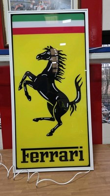 Lot 39 - LARGE ILLUMINATED FERRARI SIGN 47" X 24"
