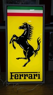 Lot 39 - LARGE ILLUMINATED FERRARI SIGN 47" X 24"