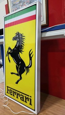 Lot 39 - LARGE ILLUMINATED FERRARI SIGN 47" X 24"