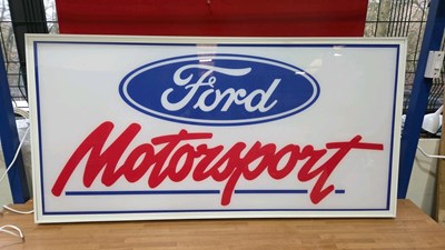 Lot 77 - LARGE ILLUMINATED FORD MOTORSPORT SIGN 47" X 24"