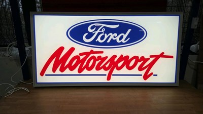 Lot 77 - LARGE ILLUMINATED FORD MOTORSPORT SIGN 47" X 24"
