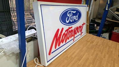 Lot 77 - LARGE ILLUMINATED FORD MOTORSPORT SIGN 47" X 24"