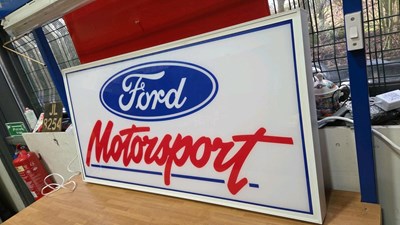 Lot 77 - LARGE ILLUMINATED FORD MOTORSPORT SIGN 47" X 24"